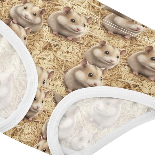 Joisal Cute Beige Hamsters Little Girl Panties Toddlers Underwear Floral Cotton Print Briefs Kids Undies 2t4