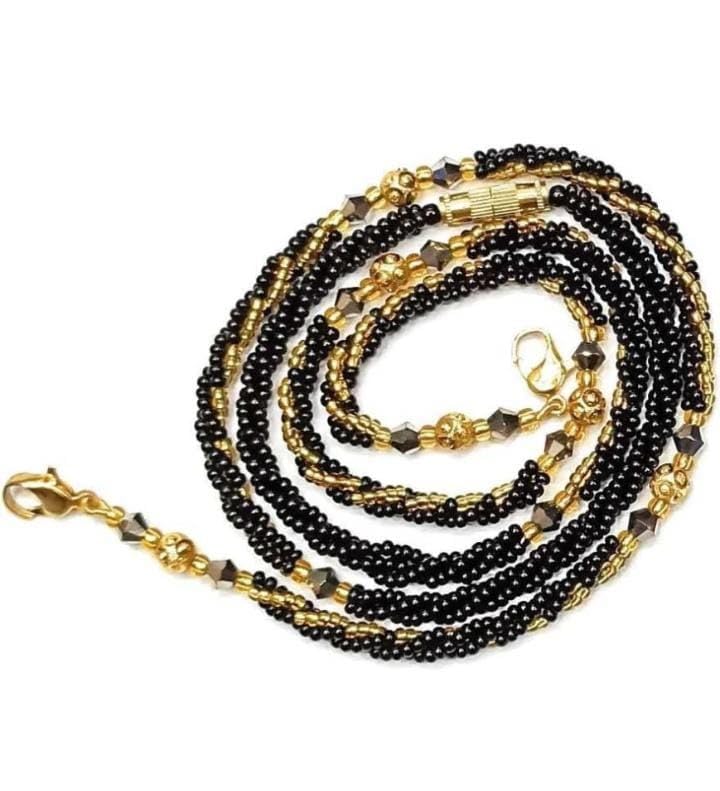 Traditional Black & Gold Plated Snake Chain Copper Brass Stylish Black Golden Chain Mangalsutra for Women,Girls-image-7