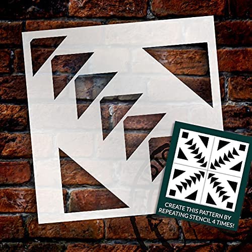 Triangle Diamond Mosaic Tile Stencil | Quarter Pattern for Bathroom Floors & Wall | DIY Kitchen Backsplash | Size (9 x 9 inch)