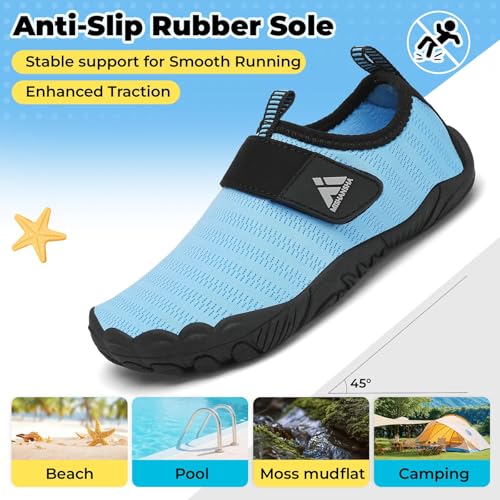 Image of Mishansha Kids Water Shoes Quick-Dry Wide Toe Box Non-Slip Barefoot Shoes Beach Pool Swim Shoes