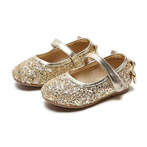 ESTINE Toddler Baby Girls Bling Bling Dress Princess Ballet Shoes(5 Toddler, 10-Gold)