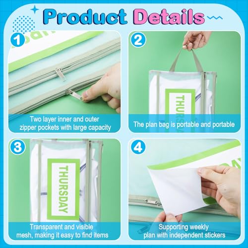 14 Pack Packing Cubes for Kids and Baby Days of Week Packing Cubes with Labels Clear Zippered Storage Bag for Kids Travel4