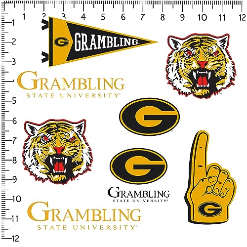 Image of Grambling State University 8ct Vinyl Large Deluxe Stickers Variety Pack - Laptop, Water Bottle, Scrapbooking, Tablet, Skateboard, Indoor /Outdoor - Set of 8