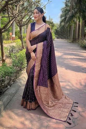 Image of Women's Kanjivaram Soft Silk Banarasi Saree With Blouse Piece | Banarasi Sari For Women | Saree with Blosepiece