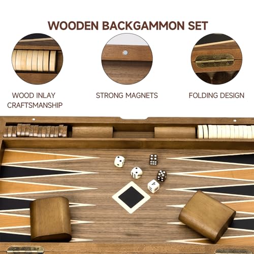 Set Premium de Backgammon Plegable de Madera miniatura 3