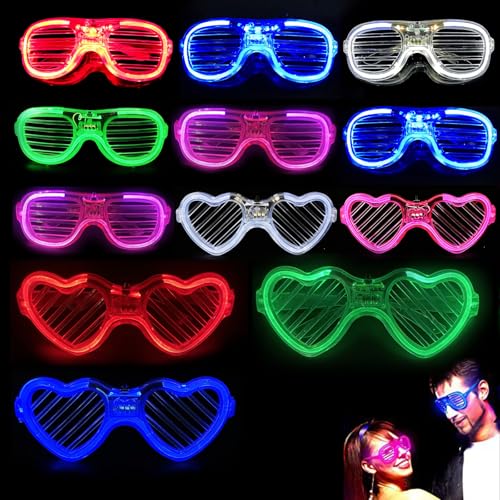 12 Pièces Lunettes Lumineuses, Lunette LED Neon Lumière Montures de Lunettes LED, Lunettes de...