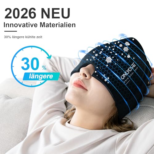 Image of ONLYCARE Migraine Relief Cap, Soothing Headache Hat, Upgraded Odorless Gel Ice Head Wrap, Hot and Cold Therapy, Headache Ice Pack for Tension and Stress(Slight-Pink)
