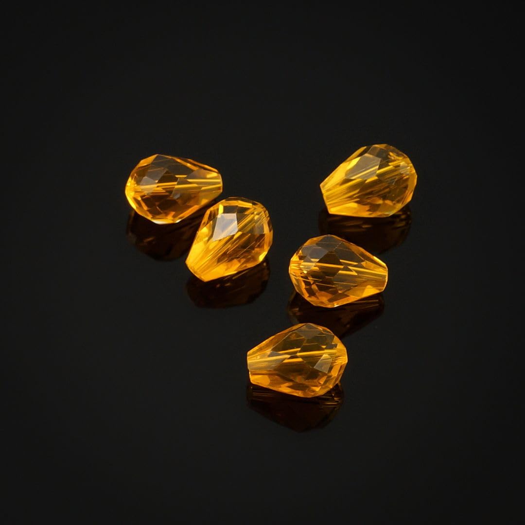 24 perline Adabele austriache sfaccettate a goccia, 8 mm, colore giallo topazio chiaro, compatibili con 5500 cristalli Swarovski Preciosa SST-808