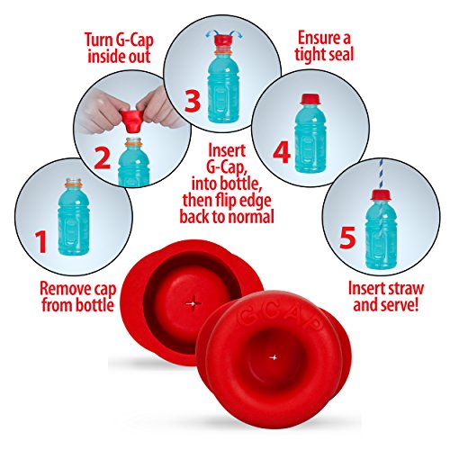 GCap Universal Bottle Cap, BPA-Free, Spill Proof, Bottle Top Cover Sealing Lid, Travel Caps for Beverage and Water Bottles, 2pc - Thumbnail 4