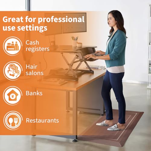 Image of UKISS 9 /10 inch inch Extra Thick Cushioned Anti Fatigue Kitchen Mat, Waterproof High Density Foam Standing Desk Mat, Non-Slip Ergonomic Comfort Mat for Kitchen, Office,Workstation (Brown, 20 inch X 32 inch)