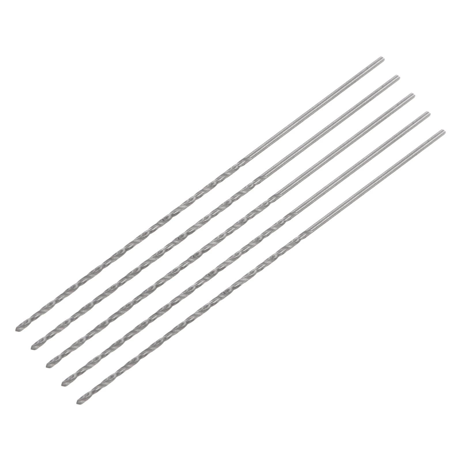uxcell 5 Pcs 1.1mm Mini Micro Twist Drill Bits, High-Speed Steel Straight Shank Extra Long Drill Bit 80mm for Aluminum Alloy