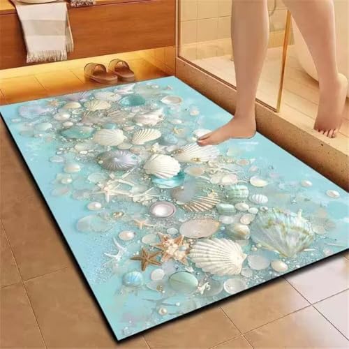 Alfombra de Baño Antideslizante, 70x120cm Alfombrilla Diatomita Baño Súper Absorbente, Alfombrilla Ducha Lavable Stone Bath Mat, Alfombra Piedras para Ducha, Cocina, Bañera y Baños, WC Nature 6-693