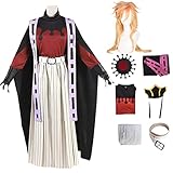 Lioskey Douma Cosplay Costume Kimono Dress Douma Uniform Outfits Halloween Suit(A+wig,L)
