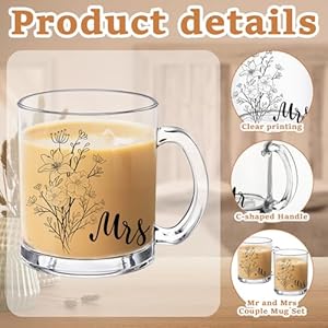 2pcsmrandmrscouplemugset12ozglasscoffeemugcouplesgiftsetsfornewlywedscouplesmrandmrscouplemuggiftssetforanniversaryweddingengagement Urban Country Home Decor 2 pcs mr and mrs couple mug set 12 oz glass coffee mug couples gift sets for newlyweds couples mr and mrs couple mug gifts set for anniversary wedding engagement urban country home decor