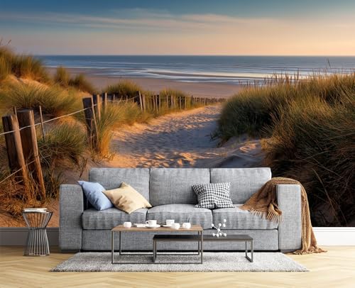 Mural Decorativo Sepia de Playa para Crear un Salón Relajante con Papel Pintado 3D Paisaje Vintage 5