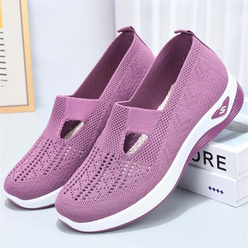 TOSOFT Comfort Walking Shoes For Elderly Women Breathable Lightweight Knitted Flats Sneakers Women's Summer Shoes Slip On2