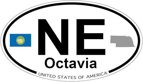 Miniatura 1 de Octavia, Nebraska Oval Sticker with State Flag