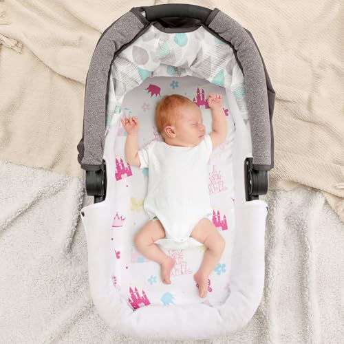 Image of PHF Soft Bassinet Sheet Set, 2 Pack Silky Comfy Breathable Cradle Sheets for Baby Boys Girls, Univeral Fit for Most Oval Rectangle Cradle and Bassinet Mattress /Pad, Castle