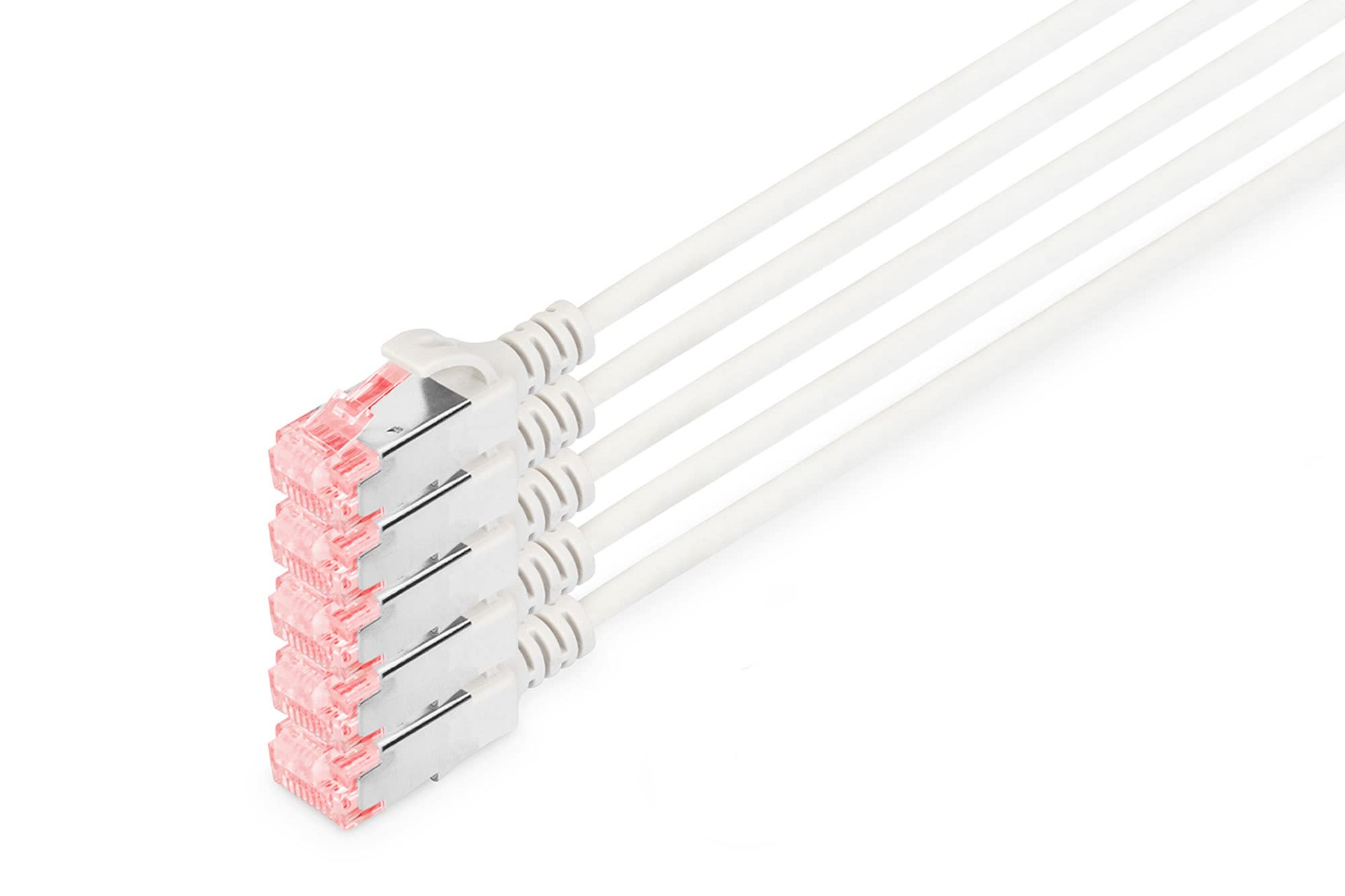 DIGITUS Câble LAN Cat 6-10m - Slim - 5 pièces - RJ45 Câble réseau - U/FTP Blindé - Compatible Cat-6A - Gris