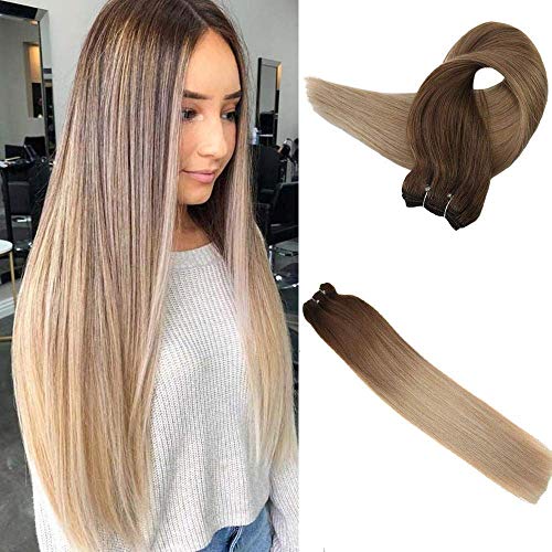 Sew in Real Remy Hair 16 Inch Color 10 Fading to 14 100 Gram per Pack Bleached Extensions Colorful Hair Silky Straight Remy Hair Weft
