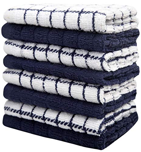 Image of Bumble Dish Cloths (8 Pack) | 12 inch x 12 inch | 100% Cotton Kitchen Towels | 405 GSM | Soft, Highly Absorbent & Durable Dish Towels for Kitchen | Navy