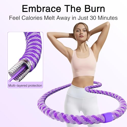 Image of Weighted Soft Spring Hula Hoop for Adults, 3.3 lbs Foldable for Home and Travel, Portable Slimming Fitness Hoop for Weight Loss, Waist-Friendly Design, Upgraded Closed Silent Version