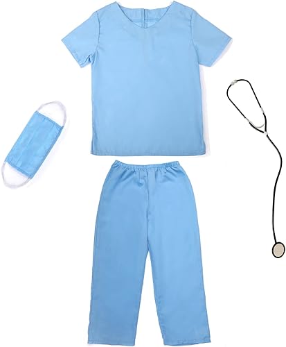 Miniatura 6 de Wizland Disfraz de médico para niños, bata de laboratorio de doctor, juego de rol con accesorios para niños y niñas 3-5,5-7,7-9