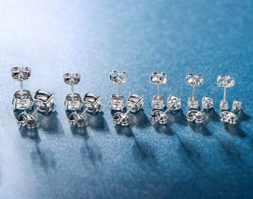 Mdfun E-6783 18K White Gold Plated 4 Pong Round Clear Cubic Zirconia Stud Earring Pack Of 6 Pairs thumb #6