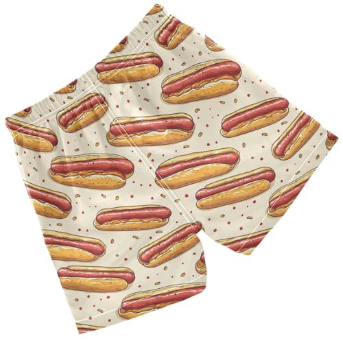 Pigsaly Boys Swim Trunks Hot Dog Food Polka Dots Boys Board Shorts Swimsuit Swimwear Summer Bathing Suit XS2