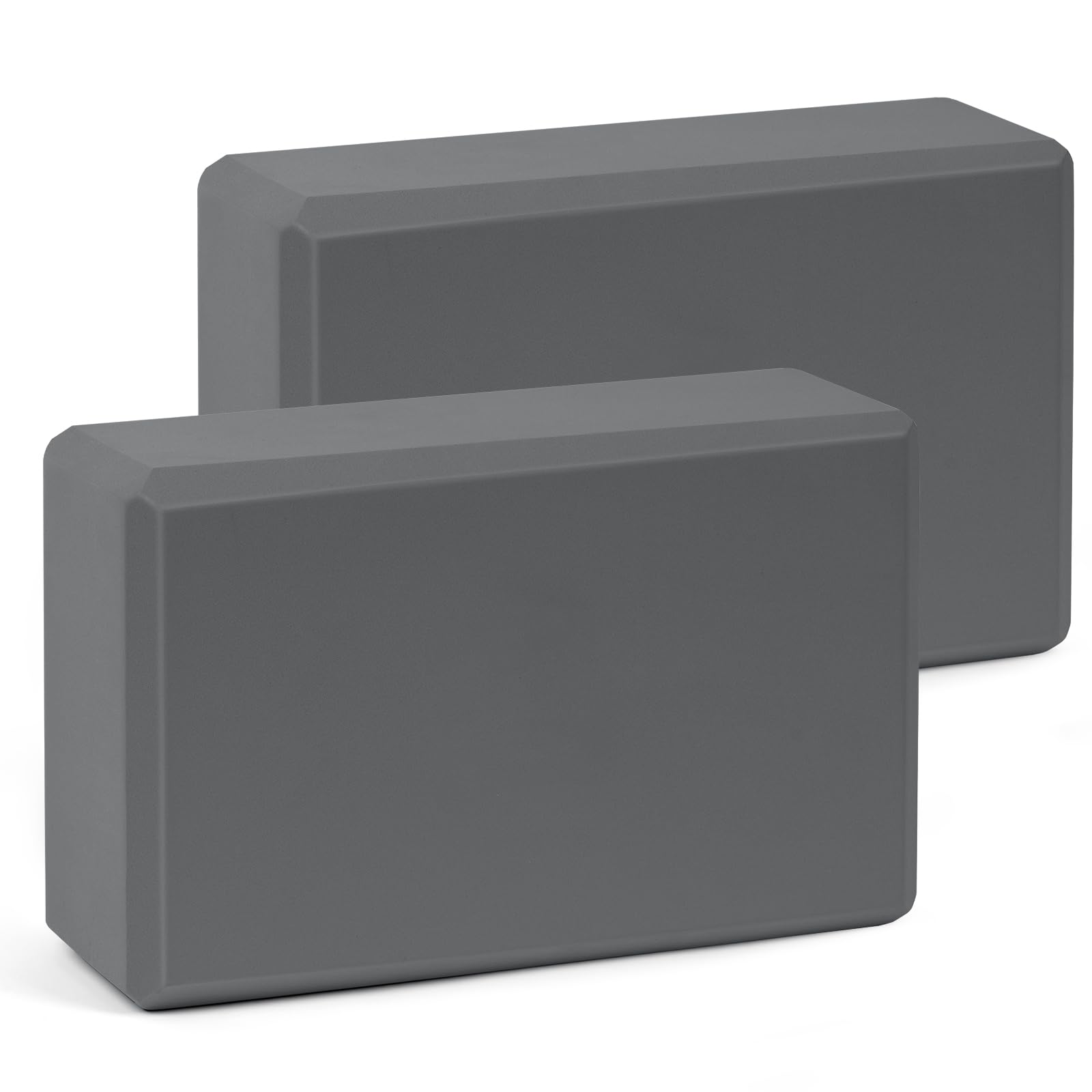 flintronic Yoga Block, Erwachsene Yogablock im 2er Set, Hochdichter Eva-Schaum, umweltfreundlich und leicht, Hartschaum, rutschfest, Ideal für Pilates, Pilates, Meditation (Grau)