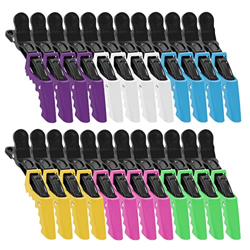 24 Pièces Pinces Crocodiles Cheveux,11.7 * 4cm, Antidérapant Barrette Coiffure Professionnel pour Coiffeurs,Stylistes (Couleur2)