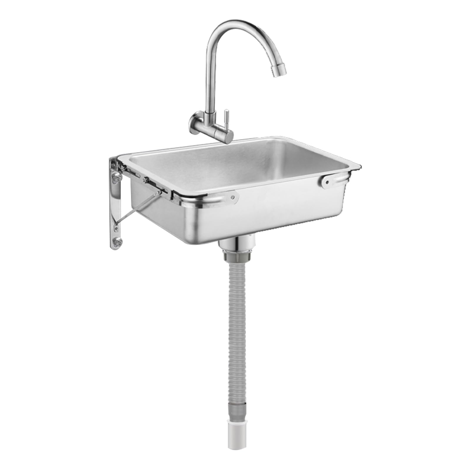 Fregadero de pared acero inoxidable 35x25cm completo con desagüe y grifo para cocinas pequeñas