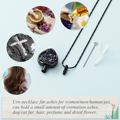 Imrsanl Tree of Life Cremation Jewelry for Ashes Crystal Heart Urn Necklace for Women Men Hummingbird Flower Memorial Pendant Ashes Holder Keepsake3