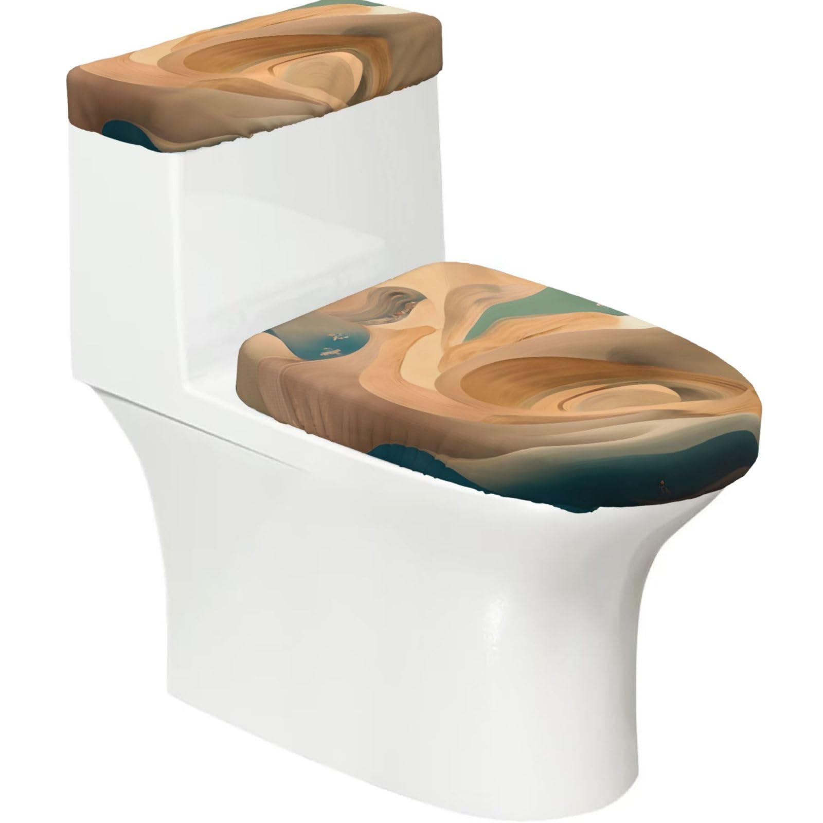 Sxzvvbn Black Dunhuang Mystery Soft 2Pcs Toilet Lid - Tank Covers, Elastic Reusable For U/O Shape Toilets, Bathroom Decor