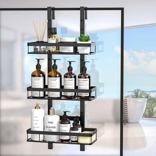 Diwoker Shower Caddy Hanging - Over Door Shower Shelf, Adjustable Height Bathroom Storage No Drilling Hanging Shower Organiser (Black, 3-Tier) - Cosy Home Interiors Diwoker Shower Caddy Hanging - Over Door Shower Shelf, Adjustable Height Bathroom Storage No Drilling Hanging Shower Organiser (Black, 3-Tier) - Image 7