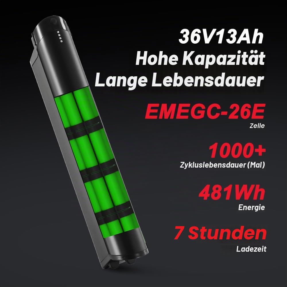 SEASON ebike Akku 36V 13Ah (481Wh) Ersatzakku ohne Ladegerät - für u.a. Telefunken Aufsteiger, Z808 - REENTION EEL-PRO 52
