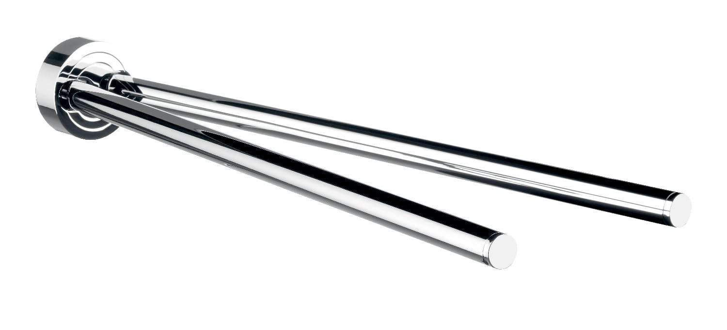 Emco Polo Double Arm Wall Mounted Towel Rail Rigid Metal Bath Towel Rail Towel Rail for Two Hand Towels, Chrome