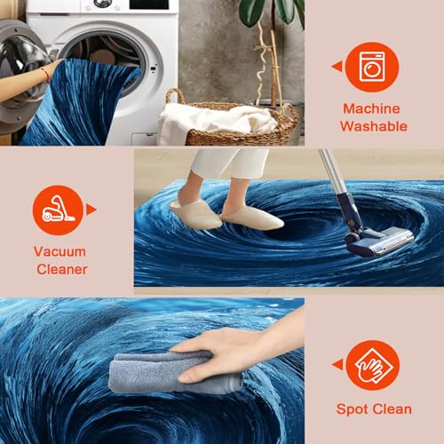 Tapis de sol ondulations de l'eau lavable pour chambre cosy