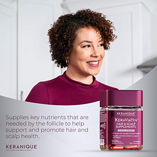 Keranique Hair Growth Vitamins - KeraViatin Hair Scalp Health Supplement, Clinical Strength, Biotin, Vitamin B, 180 Softgels