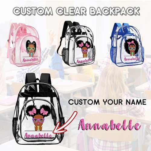 Personalized School Clear Backpack for Girls with Name, Custom Kids Clear Backpack for Girls with PVC Waterproof Reinforced Strap & Large Capacity, Back to School Gifts for Kids2