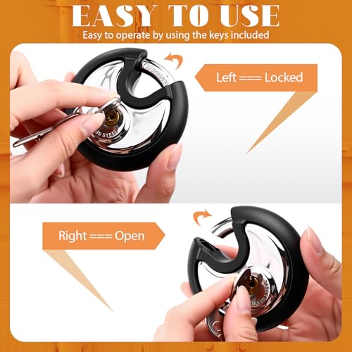 Image of Chumia 16 Pack Padlocks Keyed Alike, Stainless Steel 2-3 /4 inch Wide, 3 /8 inch Shackle Disc Locks for Outdoor, Storage Units, Garages, Gym Lockers(Silver,Black)