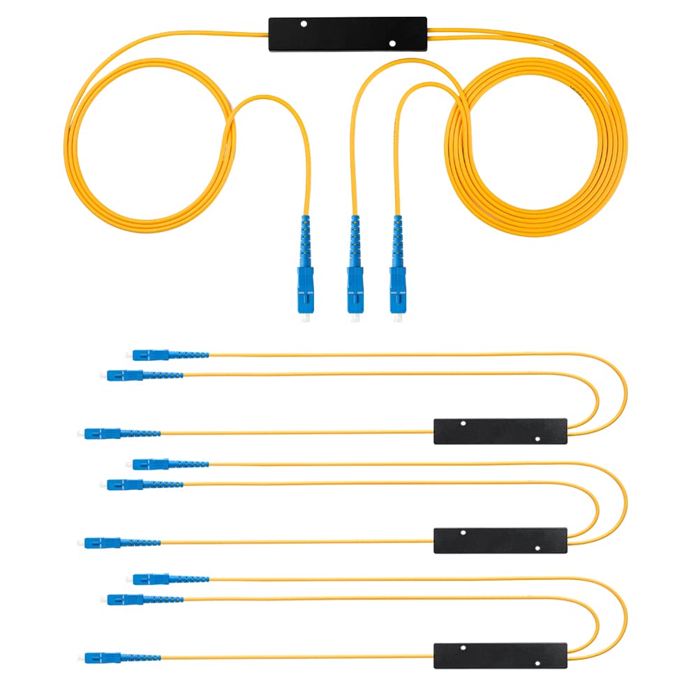 GwliUni 4PCS Fiber Optic Cable Splitter with 1 to 2 Distribution Channel 50:50 Ratio Wiring Coupler for GPON,FTTH,CATV System (SC-UPC 1 to 2)