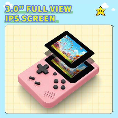 Image of Retro Handheld Games Console Built-in 400 Video Games, Portable Handheld Emulator with 3.0 Inch Screen, Mini Travel Retro Gaming Consle (Pink)