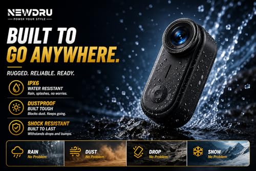 Image of NEWDRU EpicShot 4K Action Camera | 4K Ultra HD, 20MP, 6-Axis EIS Stabilization | IP68 Waterproof 10m | Magnetic Mount | WiFi App Control | 64GB Storage | Mini Portable Vlogging Camera