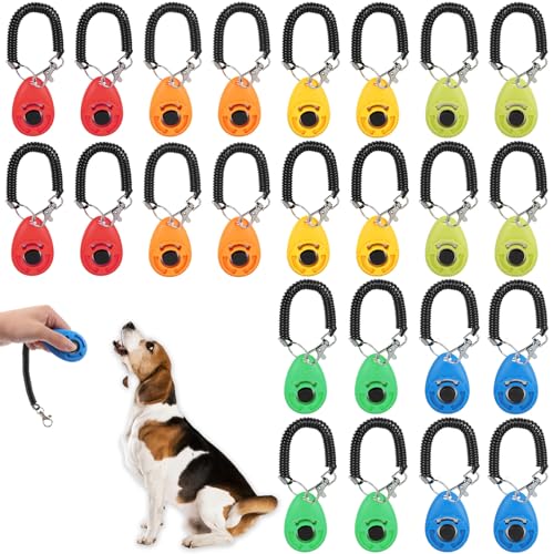 Ubamdom 24 Pcs Dog Training Clicker Pet Training Click with Wrist Strap Cat Click Bird Clicker Puppy...