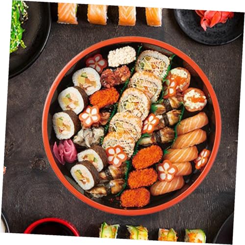 Plato rojo para sushi y bandeja japonesa redonda reutilizable miniatura 7
