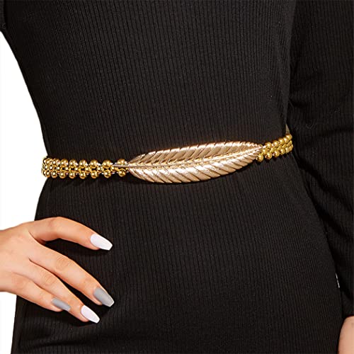 BODIY Leaf Metal Waist Belt Gold Stretch Belts Skinny Dresses Waistband for Women