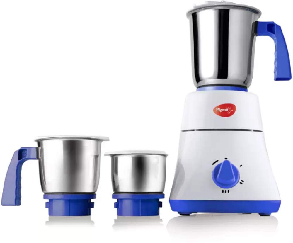Pigeon 550W Prime Mixer 550 Mixer Grinder (White, Blue, 3 Jars)