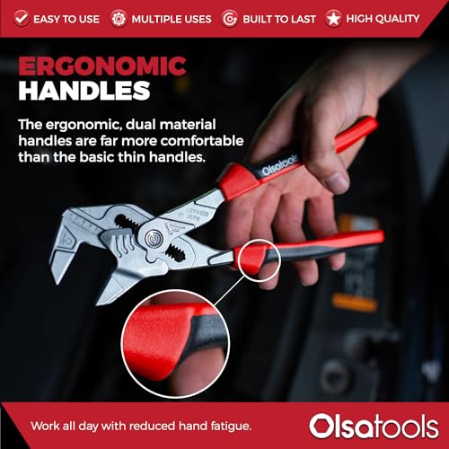 Olsa Tools Pliers Wrench 10 Inch | Wide & Thin Jaws up to 2" | Smooth Jaws | Extreme leverage | Over 1000 lb of Gripping Force | Heavy Duty Steel | For mechanics | Professional Grade - Image 4