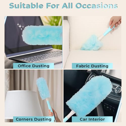 Image of Disposable Microfiber Feather Duster for Home Cleaning with 5 Refills-Multipurpose Dusting Brush with Bendable Head Ideal for Cleaning AC Vents Car Blinds Furniture Hard-to-Reach Gaps